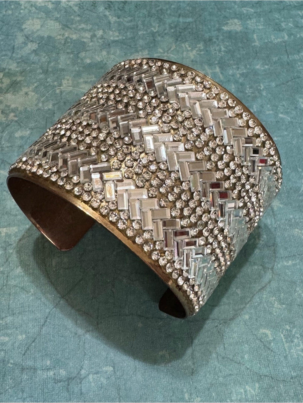 VINTAGE 90s RHINESTONES STATEMENT CUFF BRACELET